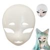 Handmade Fox Mask DIY Blank Mask, White Furry Head Base Unpainted Animal Face Costume Fursuit Accessory for Halloween Masquerade Cosplay