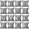Decorative 45x45 Letter Gray Cushion Customizable Polyester Throw Pillow White Yellow Flowers Pillowcase Nordic Home Decor
