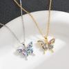 European & American Style Luxurious Colorful Butterfly Pendant Necklace