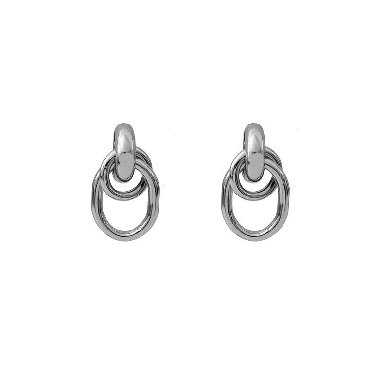 Simple and Cool Geometric Circle Earrings, European and American Retro Double Layered Winding Design, Fashionable Earrings and Accessories.