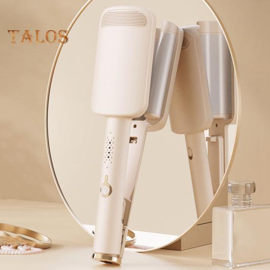 32MM V Shape Curling Iron Ceramic Big French Waves Hair Crimper Styling Tool Anti-Scald Deep Waver Curling Wand for Short And Long Hair