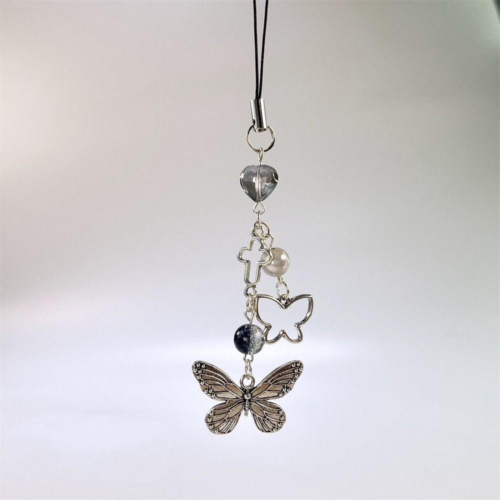 Cute Y2K Phone Charms Sweet Girl Butterfly Phone Pendant Bowknot Phone Lanyard Trendy Backpack Ornament