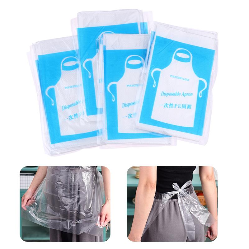 25Pcs Disposable Aprons Clear Plastic Art Apron Waterproof For Adults Kids Painting Party Cooking Housework Picnic Diy Craft