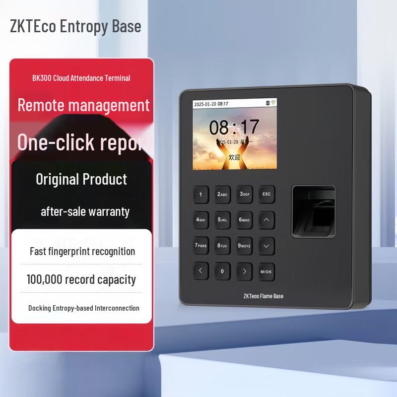 

ZKTECO BK300 Fingerprint WiFi Cloud Attendance Machine CN plug (adapter included)