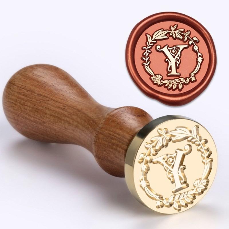 Sealing Stamp Wood Handle with Letter Stamp Head, for Scrapbooking Seal Envelopes Wedding Invitation Embellishments