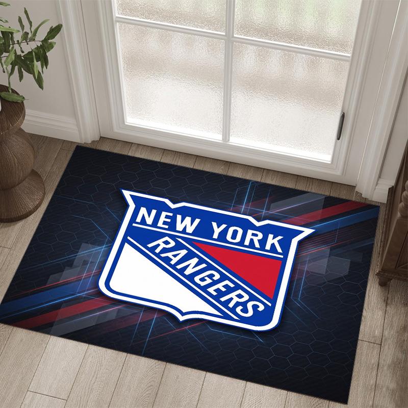 New York Rangers Design Crystal Velvet Carpet Cozy Non?Slip Printed Rug For Bedroom Living Room Entrance