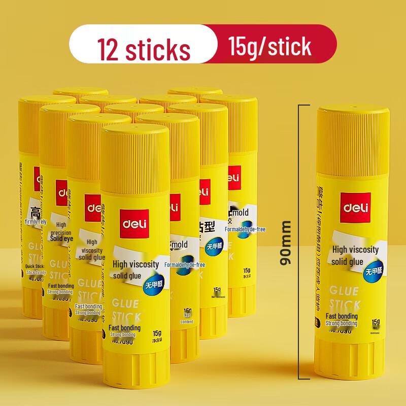 Deli 6371 Formaldehyde-Free Glue Sticks, 12-Pack