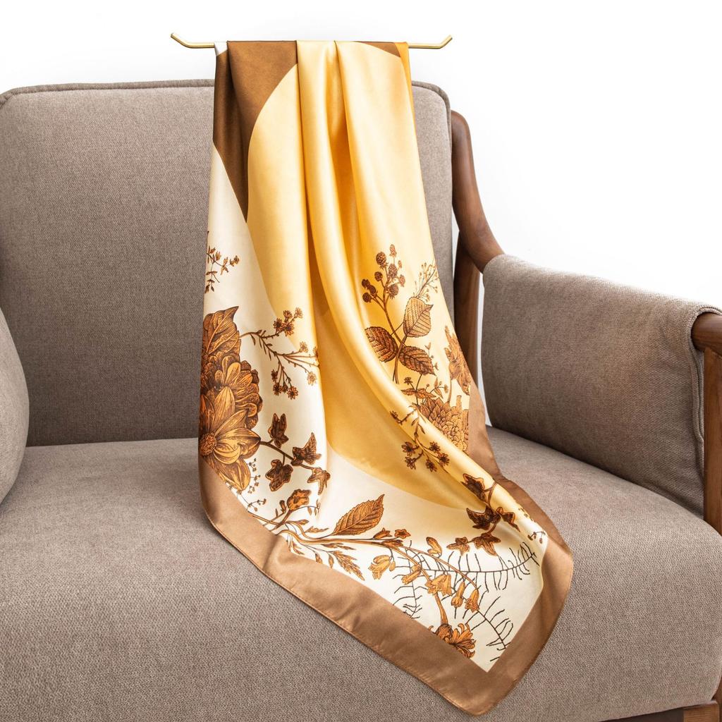 Spring and Summer New Polyester Silk Scarf Square Scarf High-end Simulation Silk Fashion Printed Scarf Women's Bag Small Shawl