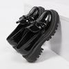 Plus Size Summer Black Retro Platform Flats Women Easy To Put on Butterfly Knot Med Heels Loafers Daily