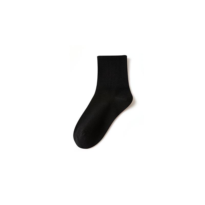 Women's Seamless Cotton Socks - Mid-Calf, White, Spring & Autumn, Antibacterial, Odor-Resistant, Girls' Style, 2025 Hot Seller.