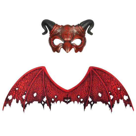 Draktilbehør Demon Voksne Djevel Cosplay Maske Halloween Demonvinger Rekvisitt for Maskeradefest Cosplay
