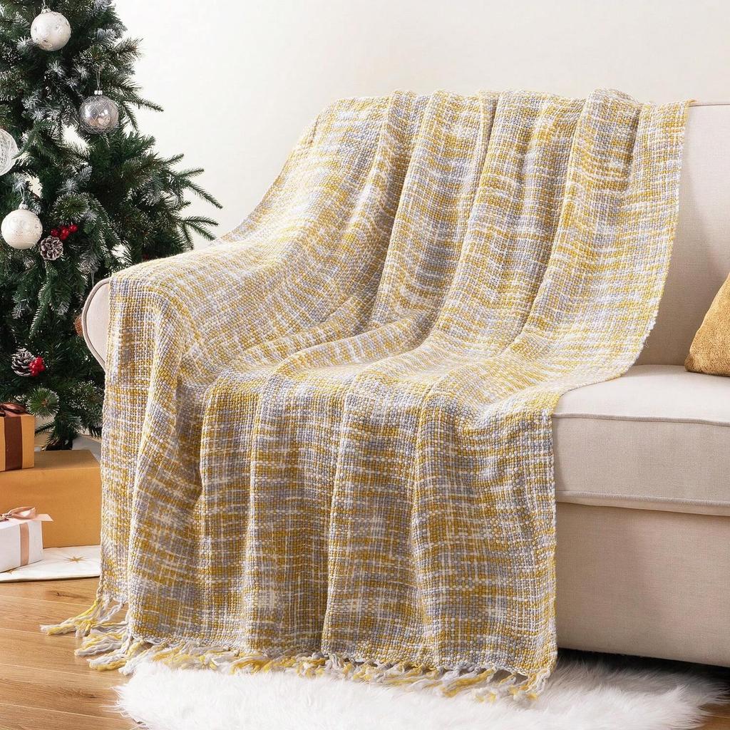 Tassel Blanket Throw Nordicsofa Throw Blanket Home Leisure Blanket Bedside Blanket And Scarf Orange