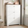 Shoe cabinet with 3 flaps shoe rack, small shoe cabinet for the entrance area, shoe cabinet with large capacity, round handles