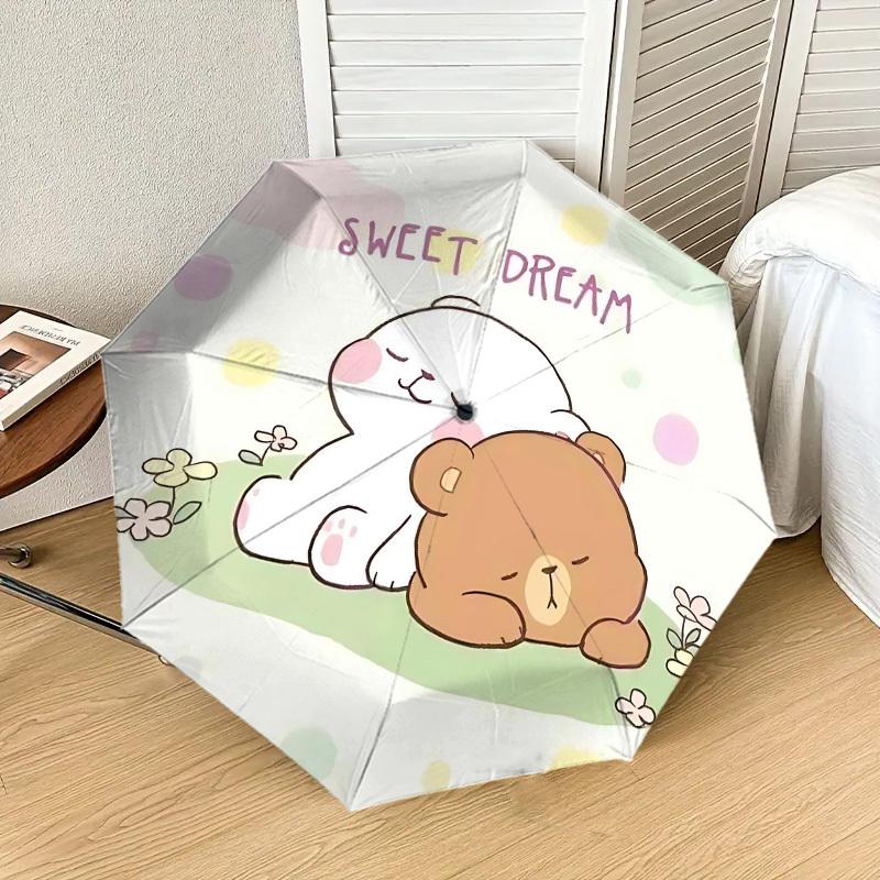 

1pc Sweet Dream Automatic Folding Umbrella 8 Rib Iron Frame, Compact Portable Umbrella Suitable for Travel, Daily Use, Birthday, Women & Men Gift 090