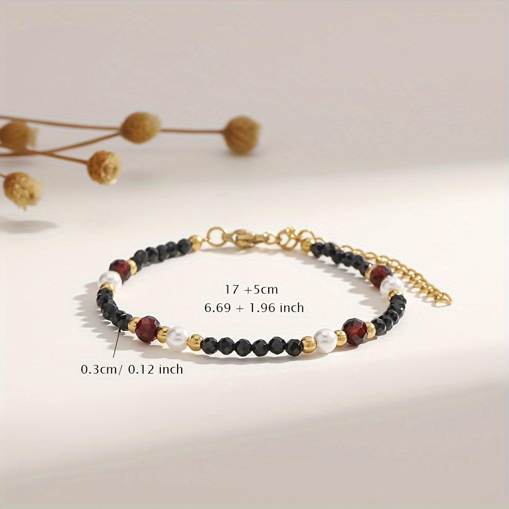 Muliti-color 3mm Faceted Nature Stone Beaded Bracelet For Women Shiny Stainless Steel Square Spacers Exquisite Party Gift