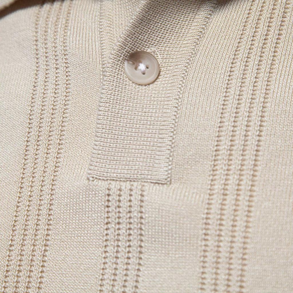 Cămașă tricotată de lână pentru bărbați, cu mânecă scurtă, cu rever, tricou casual pentru bărbați