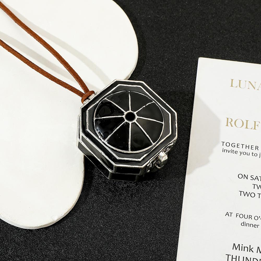 

Pirates of the Caribbean Compass Necklace designed for Men Vintage Locket Jack Pendants Rope Extended Black Enamel Costume Necklace
