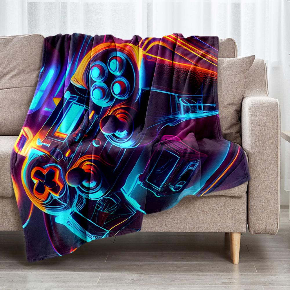 Game Controller Theme Printed Blanket - Perfect for Couch, Bed, Travel & Outdoor Use | Machine Washable, Cozy & Durable.