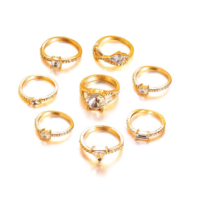 Jewelry Articulated Ring Fashion Diamond Set 8-Piece Ring Set