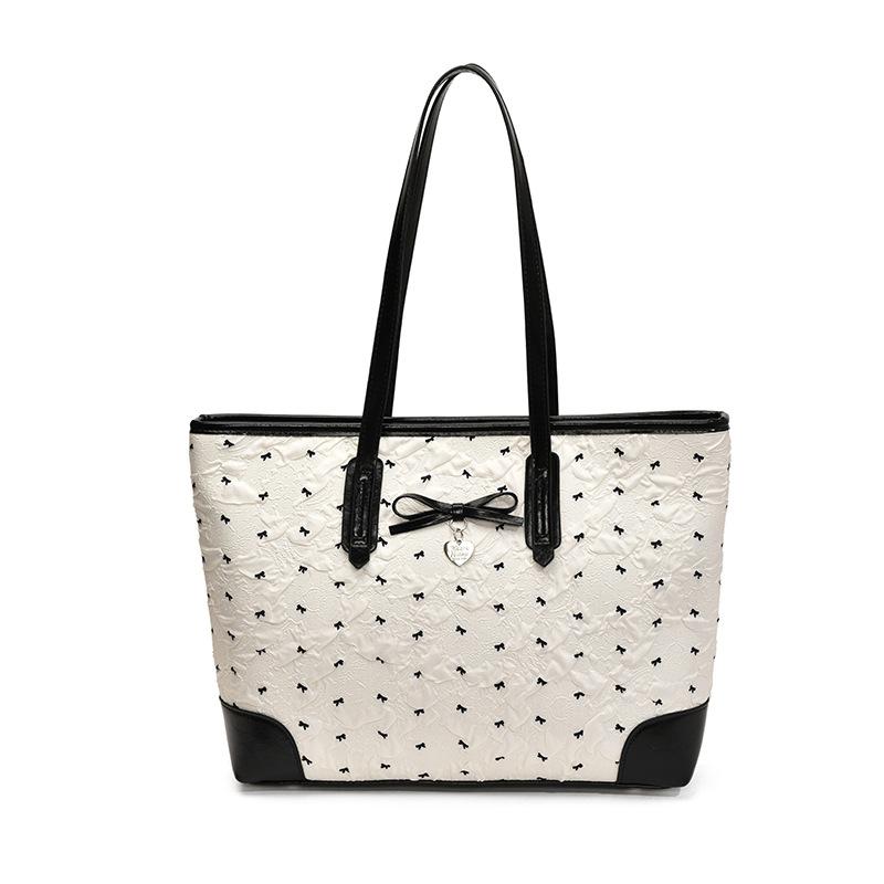 New small fresh printed tote bag large capacity women's fashion textured shoulder bag commuter women's bag