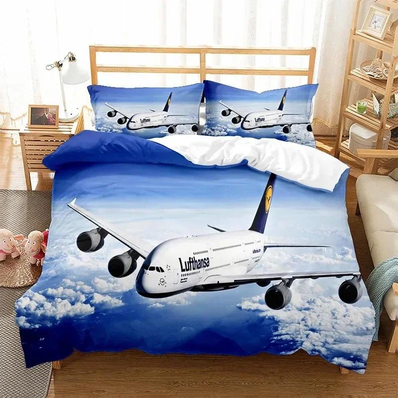 Airplane Fighter Flying Jet Comfortable Duvet Quilt Cover Pillowcase Bedding Set Children Bedroom Decoration Home Textile