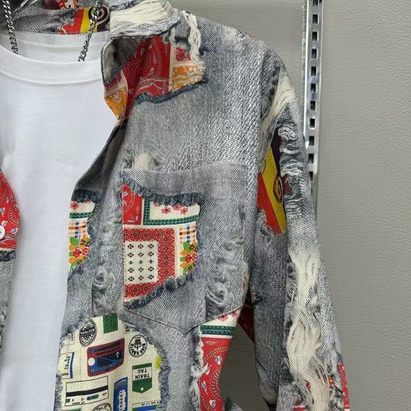 Camicia da Uomo Retro Stampa Giornale Bottoni Manica Lunga Casual Streetwear Top Primavera Estate