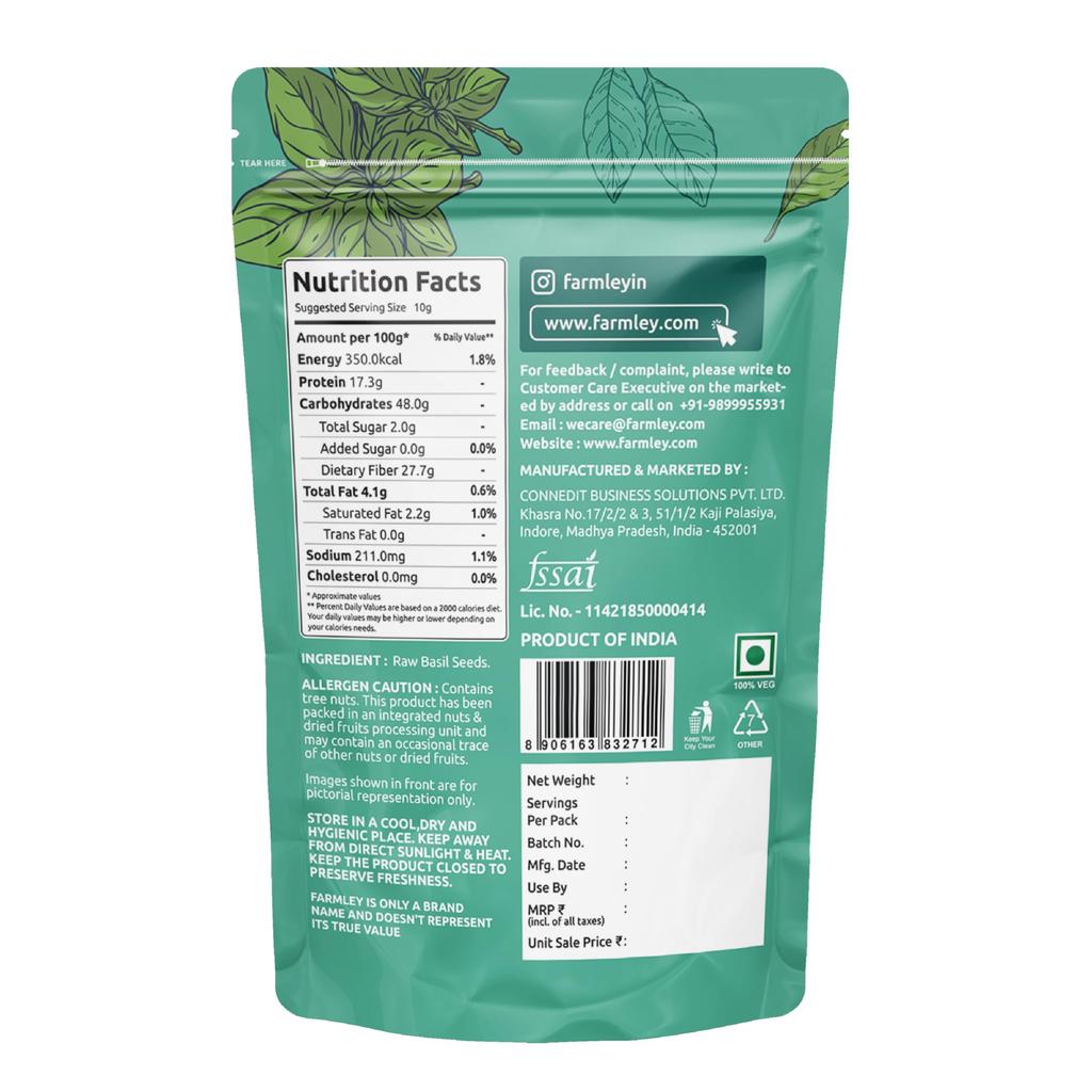 Farmley Basil Seeds 300 G I Seeds for Eating | Seeds for Weight Management | Rich In Omega-3 Fatty Acids, Amino Acids & Fibre (Pack of 1)