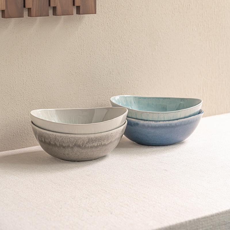 Creative Kiln-Changed Ceramic Ingot Bowl Household Tableware Personalized Vegetable Bowl With Soup Fruit Salad Bowl Mixing Noodle Bowl