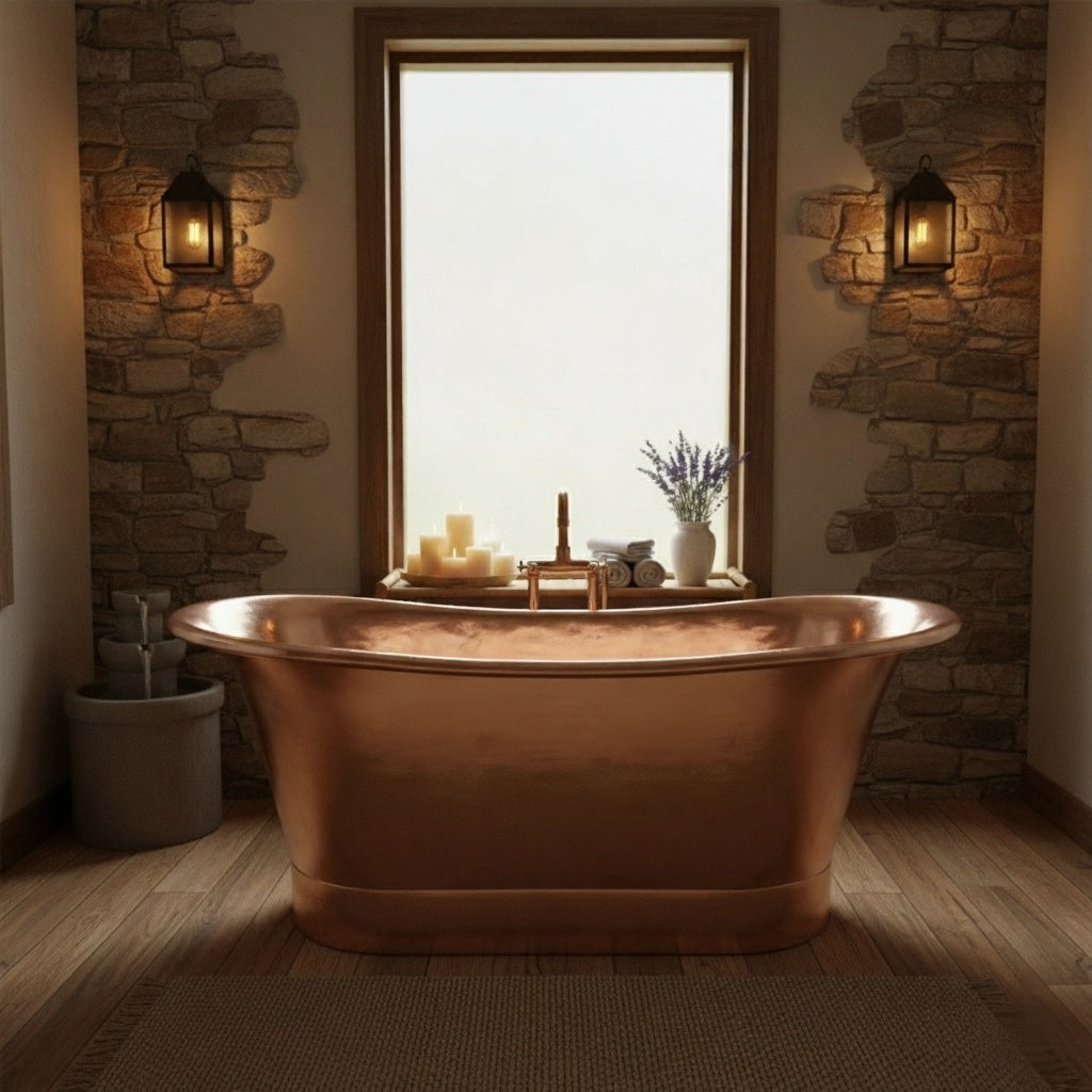 Straight Base Copper Bathtub Nickel Inside