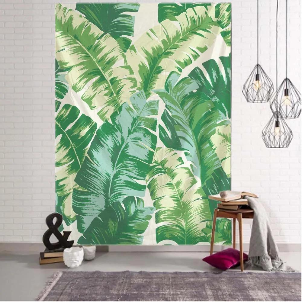 Tropical Plant Leaves Tapestry Jungle Palm Tree Wall Hanging Cloth Bohemian Psychedelic Room Wall Home Decor