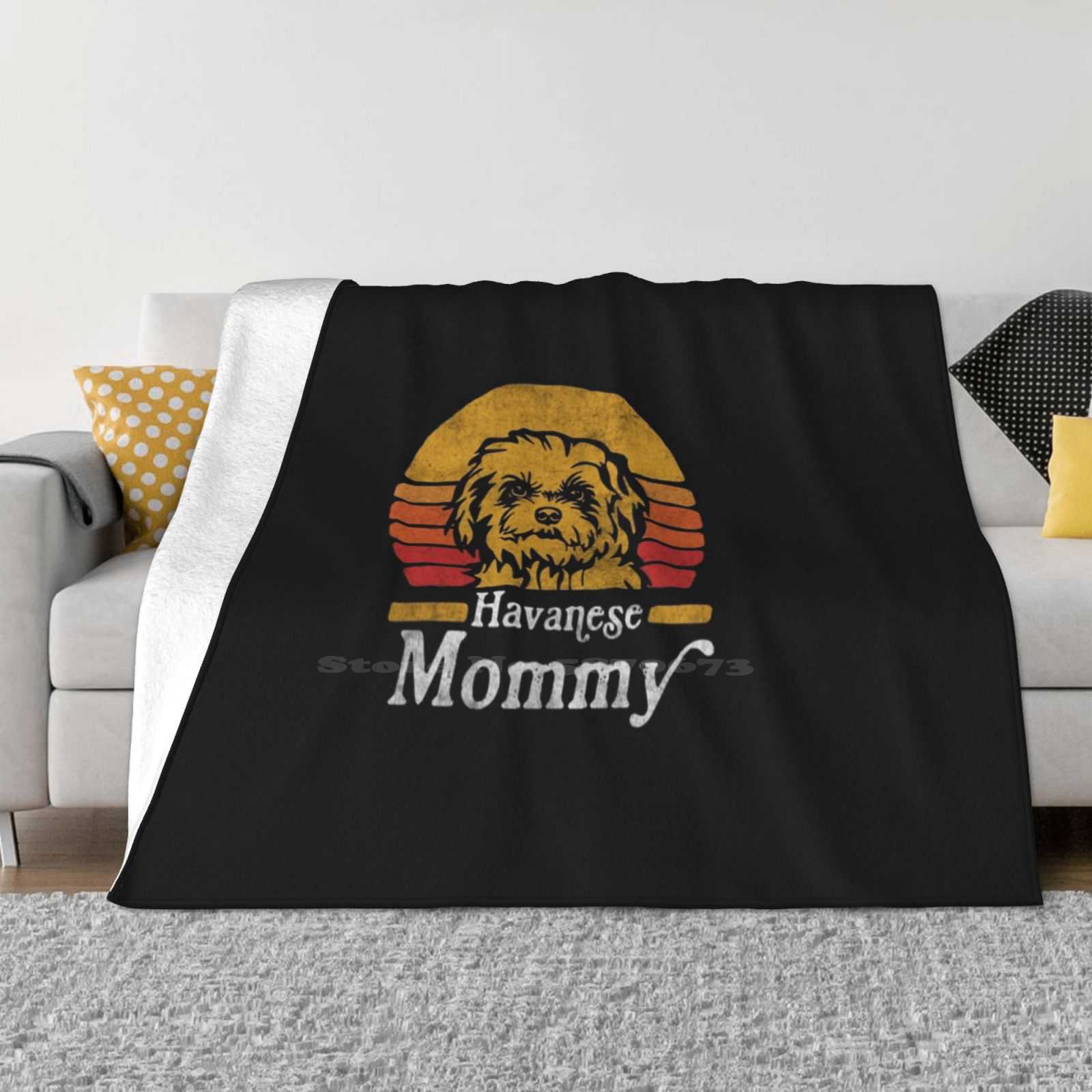 Retro Vintage Havanese Mommy Soft Warm Blanket Sofa/Bed/Travel Love Gifts Funny Havanese Vintage Havanese For Mommy Silver 30x40in