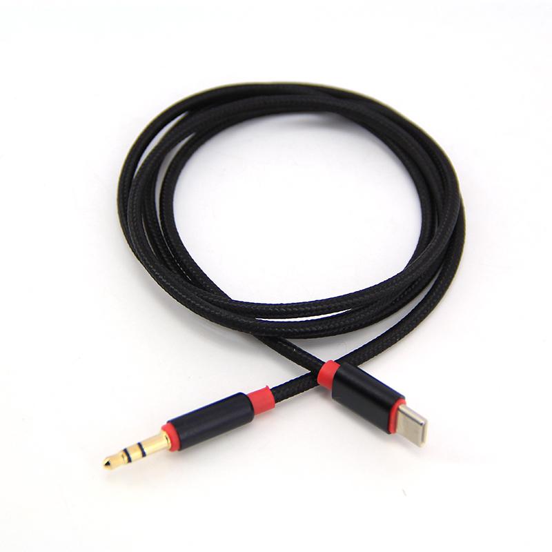 Type C male to 3.5mm 3 pole male Audio Cable Adapter Nylon For USB C Earphone Jack Aux 1M Wire For Phone Car Stereo Speaker