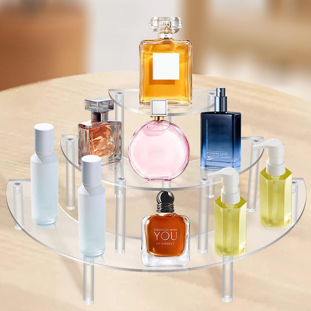 3 Tiers Acrylic Display Risers Storage Stand for Perfume Cupcake Figures and Desserts Home Decoration Organizer