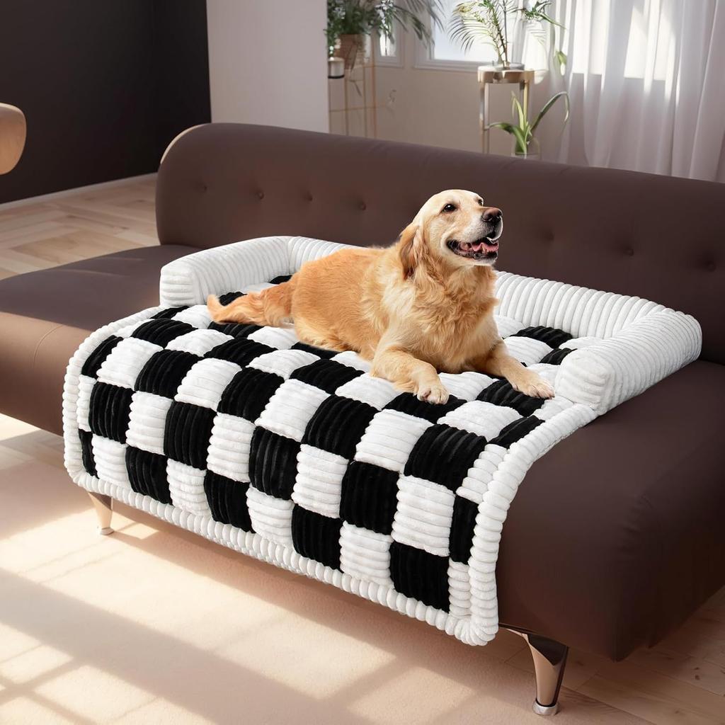 Checkered Plush Pet Bed Soft Comfortable Dog Bed/Cat Bed Square Cushion for Pets