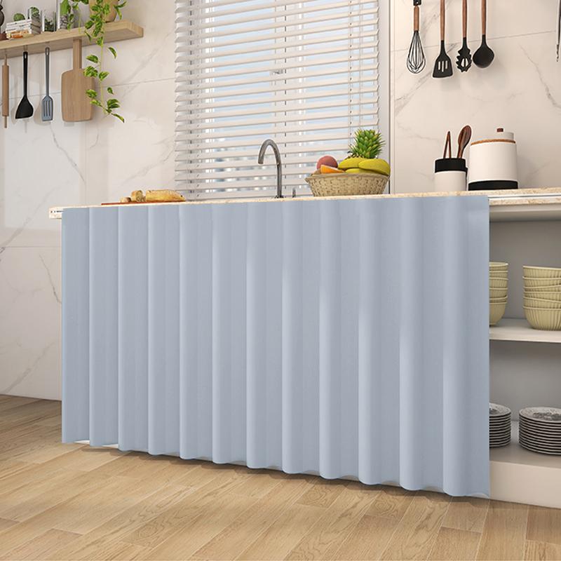 Solid Plain Shade Adhesive Curtain Self-Adhesive Kitchen Cabinet Curtains Dustproof Half-Curtain Cupboard Cover Home Decor