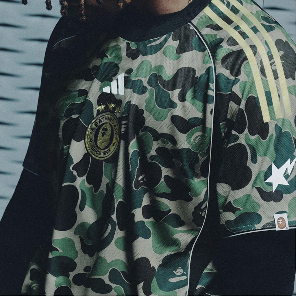 adidas X BAPE Football Jersey Green Unisex Tops KB2202