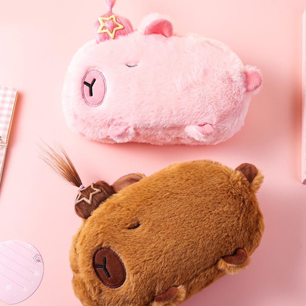 Cartoon Plush Pencil Bag Plush Pen Pouches Zippered Pen Case Big Capacity Stationeries Bag for Kid Gift