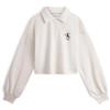 Calvin Klein Jeans Beflockter Buchstabe Halbe Knopfleiste Rollkragen Pullover Sweatshirt Damen Milchweiß J222301