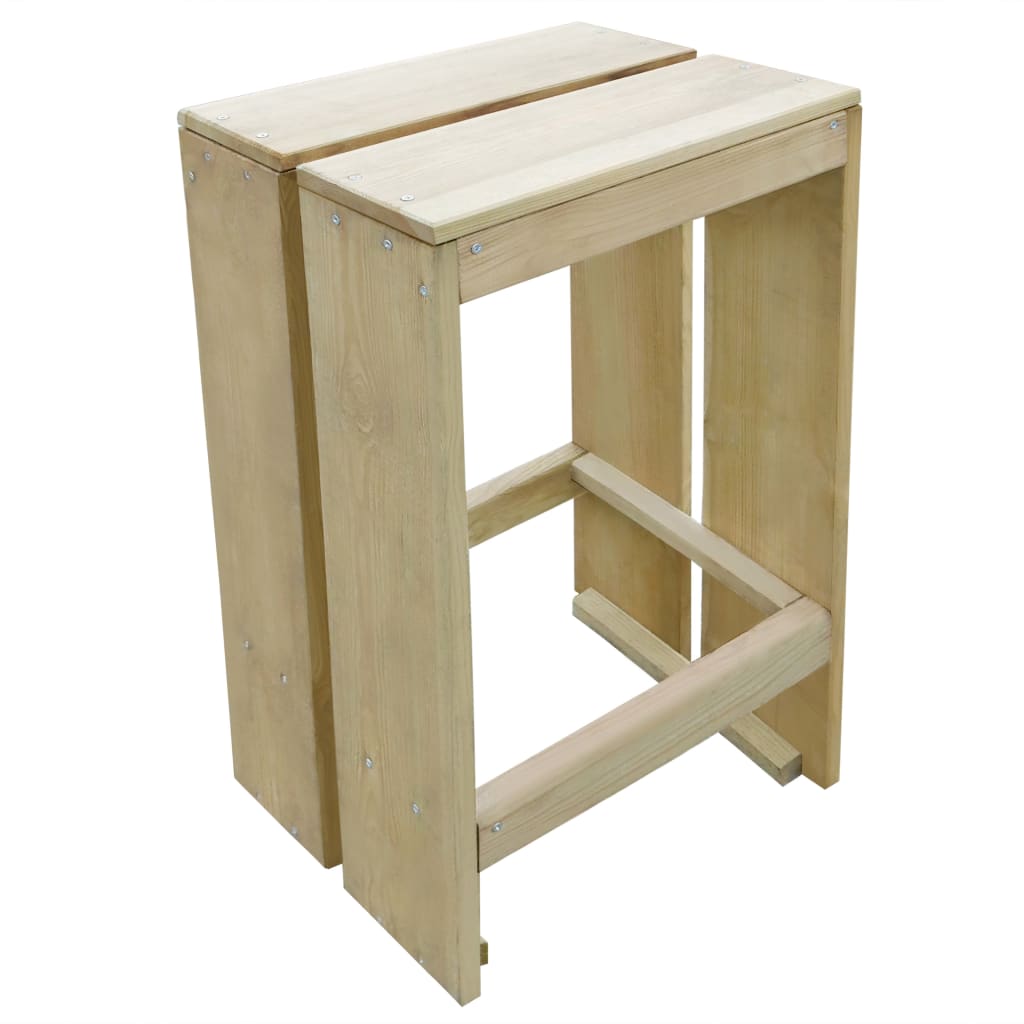 Garden Bar Stool Set 2 Pieces Pressure Treated Pine Wood