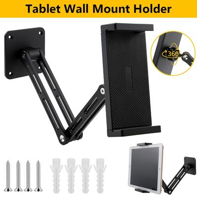 Tablet Wall Mount Holder Aluminum Alloy Foldable Phone Holder with Screws 360° Rotating Universal Mobile Phone and Tablet Stand