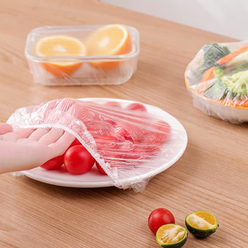 300 szt. Jednorazowa Pokrywka z Folii Plastikowej Zdejmowana Klasa Spożywcza Miska i Talerz Przechowywanie Domowa Pokrowiec Przeciwkurzowy Worek do Przechowywania Świeżości