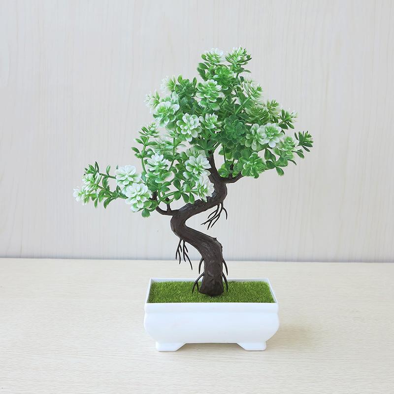 Artificial Plastic Plants Bonsai Small Tree Pot Potted Flower Garden Fake Plant Arrangement Ornaments Room Home Table Decor