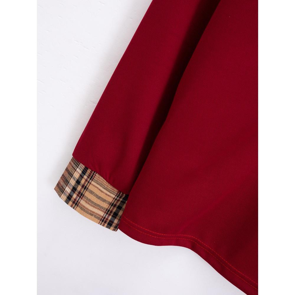 Spring and Autumn New Men's Daily Casual Solid Colour Patchwork Pockets Lapel Long-sleeved Polo Shirt