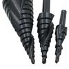 3PCS 4-32MM Multifunctional Spiral Groove Nitridation HSS Stepped Cone Drill Bit Set