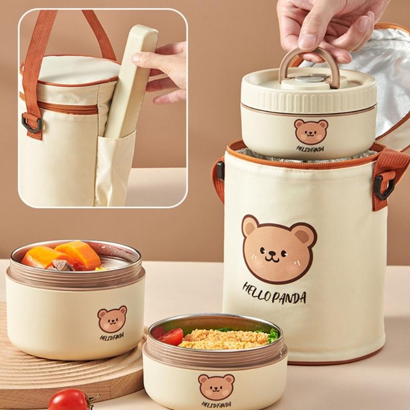 Durable Stainless Steel Thermal Food Container with Leak Proof Lid and Portable Handle for Office or School