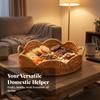 Lightweight Round Serving Tray | Woven with Handles, Decorative, Wicker