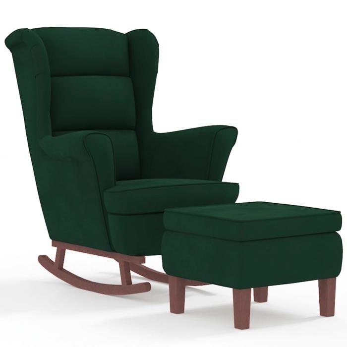 VidaXL Chaise à Bascule avec Pieds en Bois et Tabouret Fauteuil de Salon Relaxation Meuble de Salle de Séjour Chambre 3121232