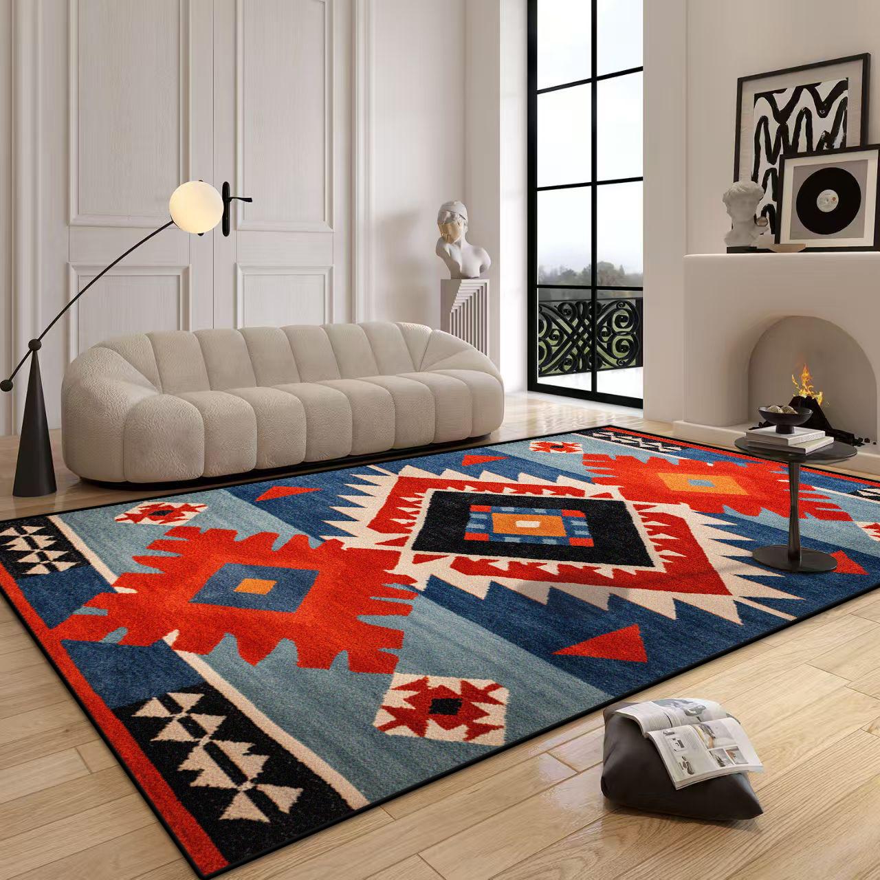 

Bohemian Style Geometric Carpet Living Room Large Size Antiskid Sofa Table Mat Soft Machine Washable Bedroom Decor Bedend Carpet 60x90cm