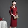 2023 Autumn Elegant Embroidered Qipao Dress for Middle-Aged and Elderly - Perfect for Weddings and Formal Events