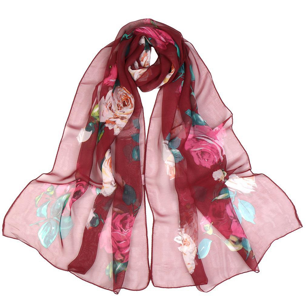 

Lotus Georgette Silk Scarf - Printed, Mid-Length, Summer Sun Protection, Mom Gift, Versatile Dance Shawl 160*50cm